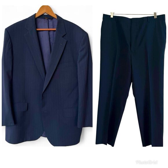 Brooks Brothers Brooksease Suit Set 44R 36x28 Navy Pinstripe Wool Heritage Vtg - Picture 1 of 16